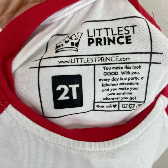 Littlest Prince White Red Green " I've Been Goodish" Long Sleeve T Shirt 2T - Picture 4 of 5